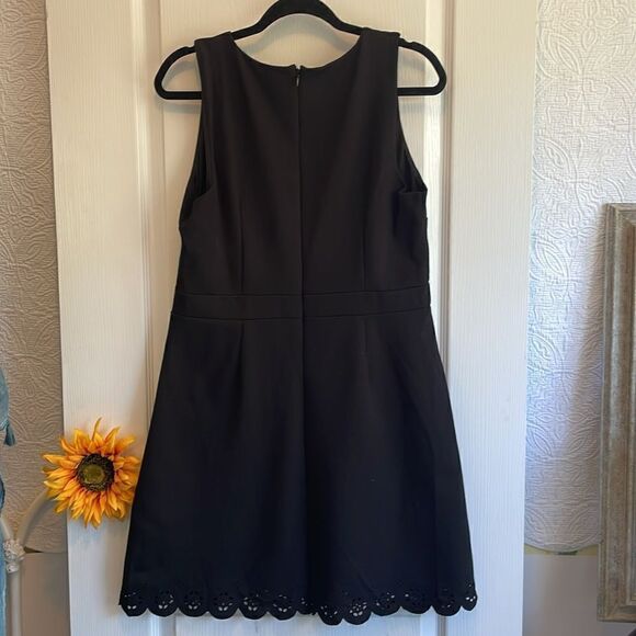 Loft A-Line Dress Black Ponte Eyelet Hem Dress - 12 - Great Condition - Picture 7 of 7